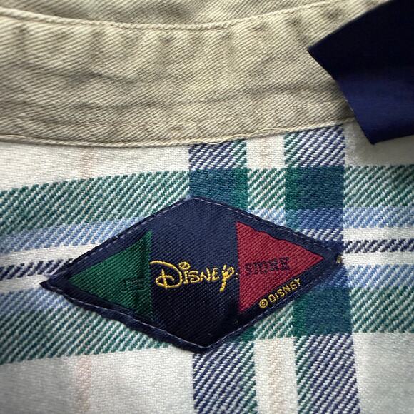 Vintage Disney Mickey Mouse Football Flannel Shirt Men's Large Plaid 90s Preppy - Picture 6 of 10